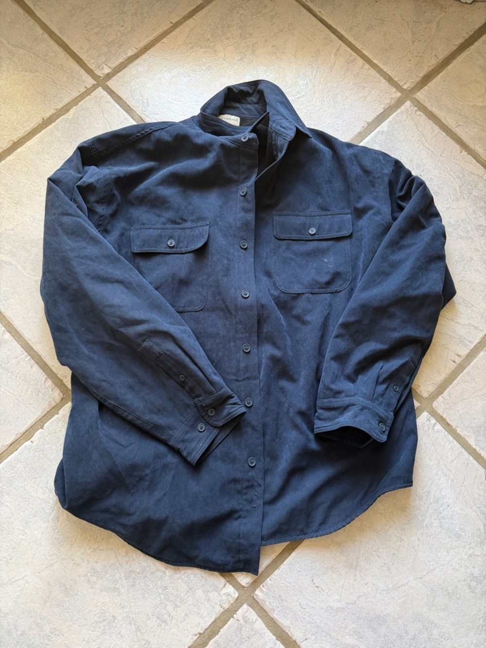 Men's Navy Button-Up Workshirt Sweater